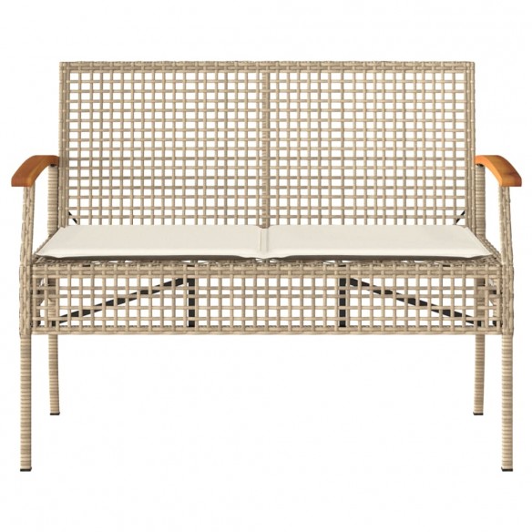 Banc de jardin avec coussin beige résine tressée et acacia