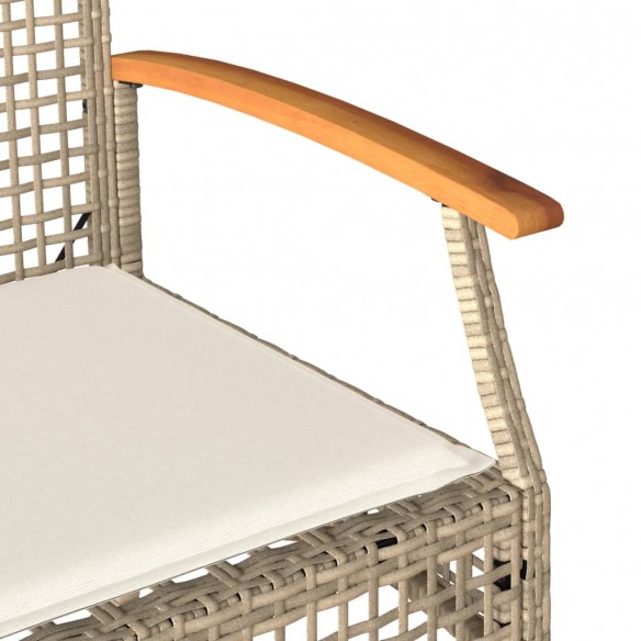 Banc de jardin avec coussin beige résine tressée et acacia