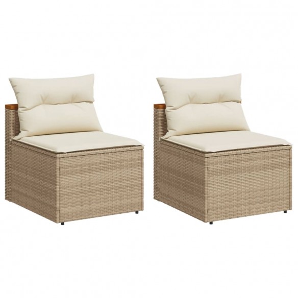 Canapés de jardin sans accoudoirs avec coussins 2 pcs beige