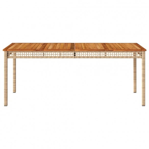 Table de jardin beige 180x90x75 cm résine tressée et acacia