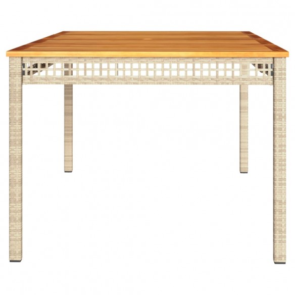 Table de jardin beige 180x90x75 cm résine tressée et acacia