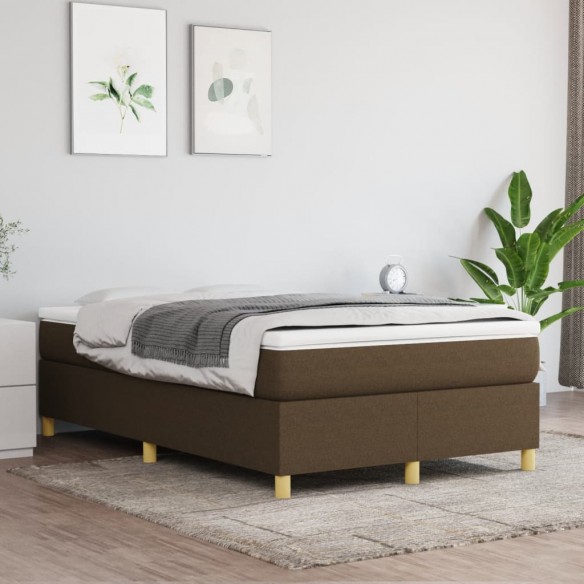 Cadre de lit et matelas marron foncé 120x190cm tissu