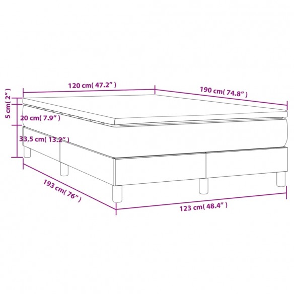 Cadre de lit et matelas marron foncé 120x190cm tissu