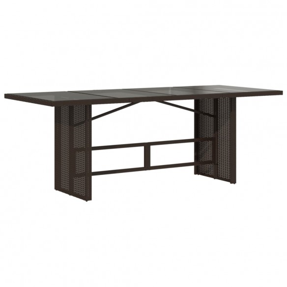 Table de jardin dessus en verre marron 190x80x74 cm