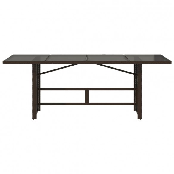 Table de jardin dessus en verre marron 190x80x74 cm