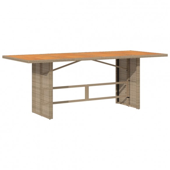 Table de jardin avec dessus en bois d'acacia beige 190x80x74 cm