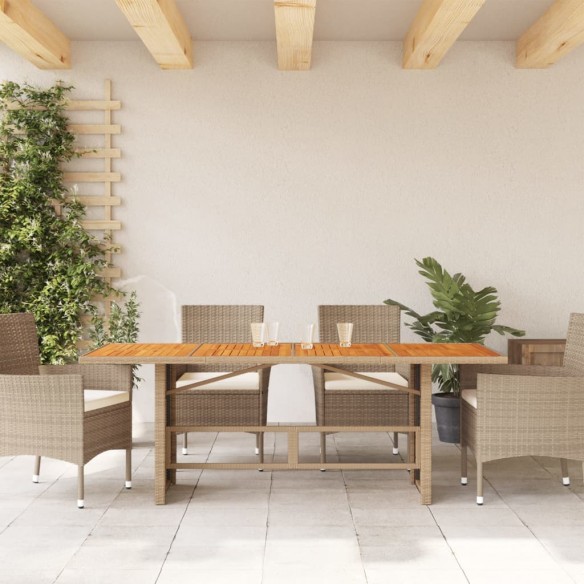 Table de jardin avec dessus en bois d'acacia beige 190x80x74 cm