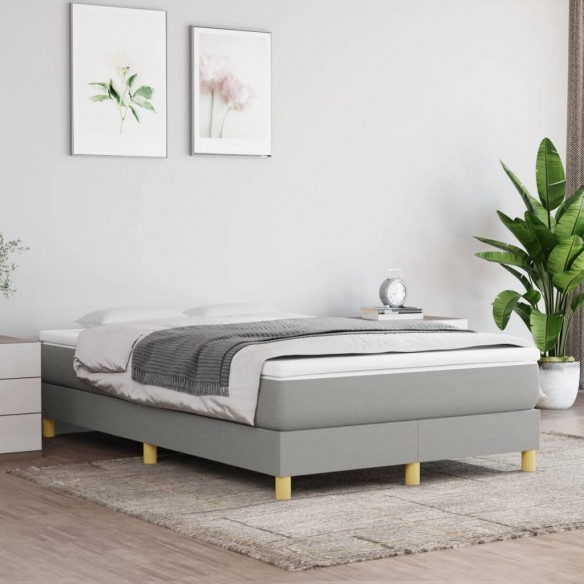 Cadre de lit et matelas gris clair 120x190 cm tissu