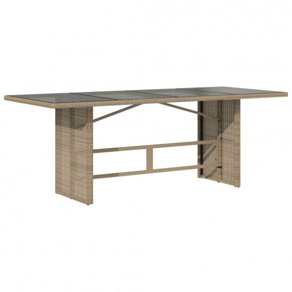 Table de jardin dessus en verre beige 190x80x74 cm