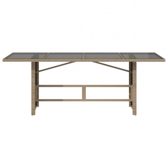 Table de jardin dessus en verre beige 190x80x74 cm