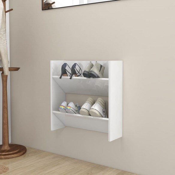 Armoire à chaussure murale 2 pcs Blanc brillant 60x18x60 cm