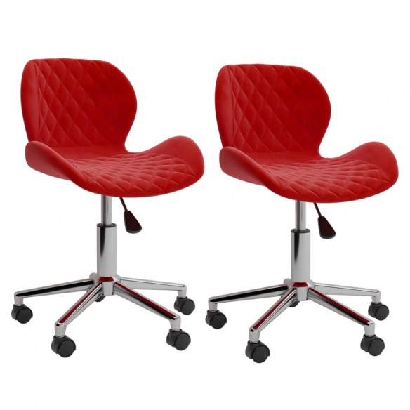 Chaises pivotantes salle à manger 2 pcs Rouge bordeaux Velours