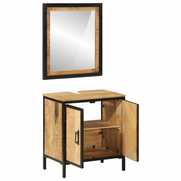 Ensemble de meubles salle de bain 2 pcs fer et bois de manguier