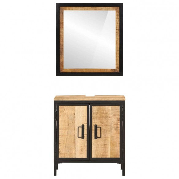 Ensemble de meubles salle de bain 2 pcs fer et bois de manguier