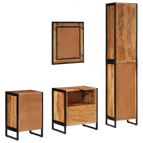 Ensemble de meubles salle de bain 4 pcs fer et bois d'acacia