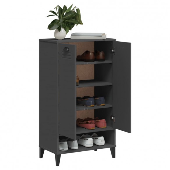 Armoire à chaussures VIKEN gris anthracite bois de pin solide