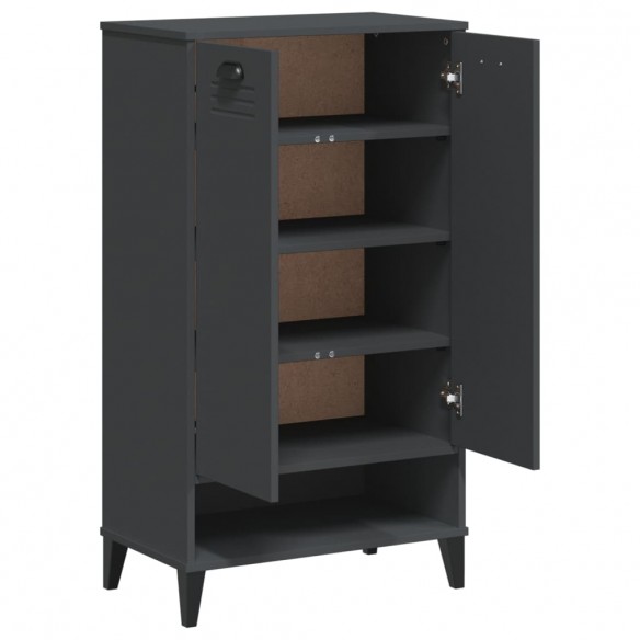 Armoire à chaussures VIKEN gris anthracite bois de pin solide