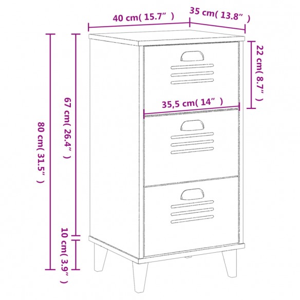 Table de chevet VIKEN gris anthracite bois de pin solide