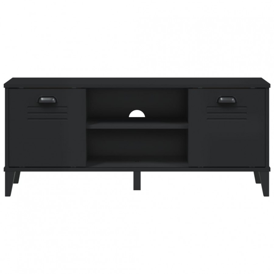 Banc à chaussures VIKEN noir 106x35x45 cm bois massif de pin