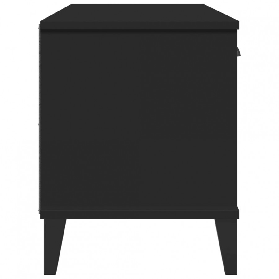 Banc à chaussures VIKEN noir 106x35x45 cm bois massif de pin