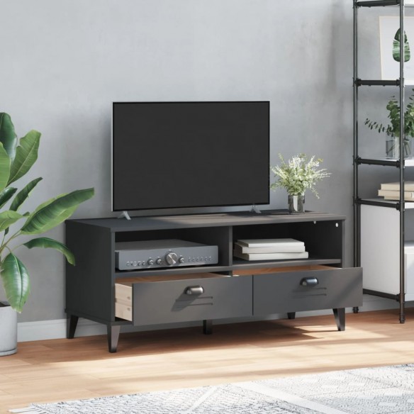 Meuble TV VIKEN gris anthracite bois de pin solide