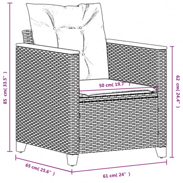 Chaise de jardin avec coussins noir résine tressée