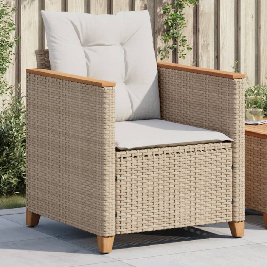 Chaise de jardin avec coussins beige...