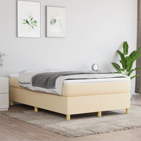 Cadre de lit avec matelas crème 120x190 cm tissu