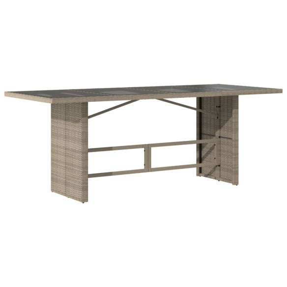 Table de jardin dessus en verre gris clair 190x80x74 cm