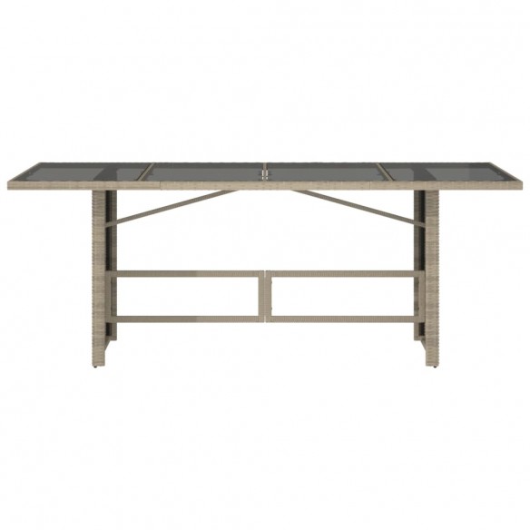 Table de jardin dessus en verre gris clair 190x80x74 cm