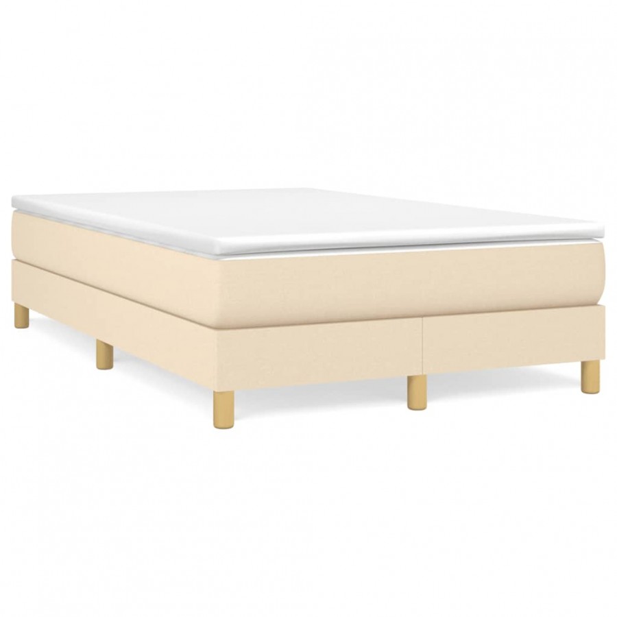 Cadre de lit avec matelas crème 120x190 cm tissu