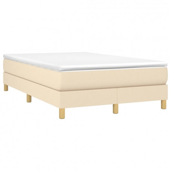 Cadre de lit avec matelas crème 120x190 cm tissu