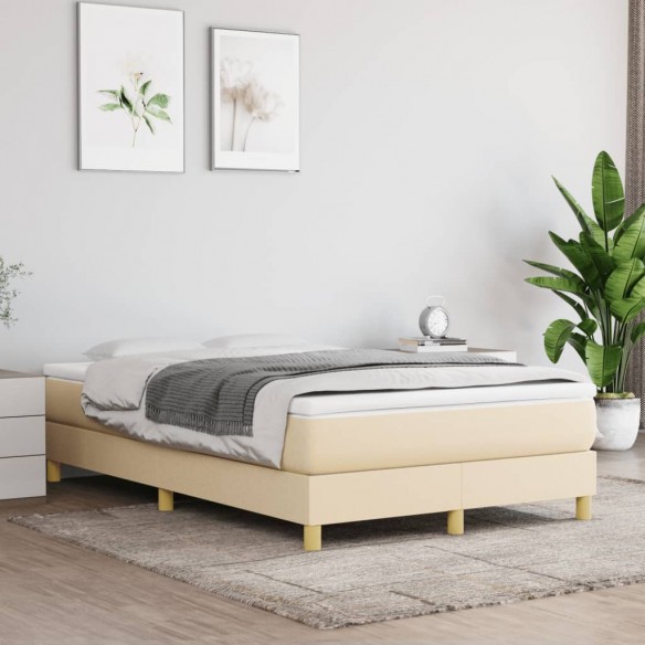 Cadre de lit avec matelas crème 120x190 cm tissu