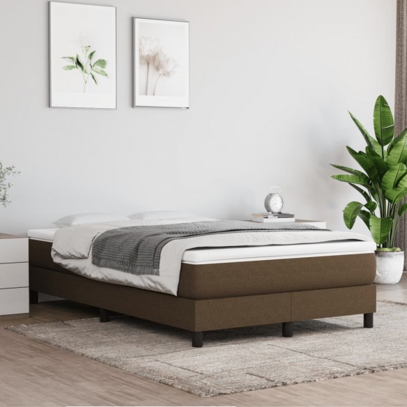 Cadre de lit et matelas marron foncé 120x190cm tissu