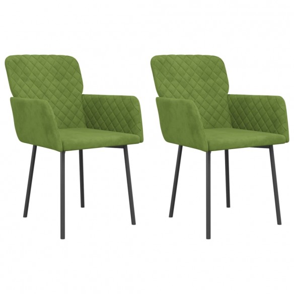 Chaises à manger lot de 2 Vert clair Velours