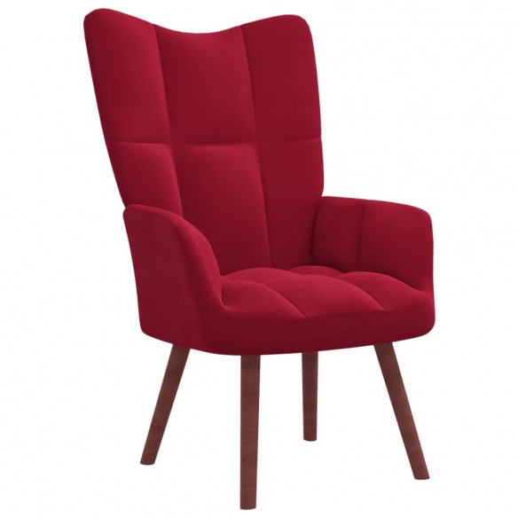 Chaise de relaxation avec repose-pied Rouge bordeaux Velours