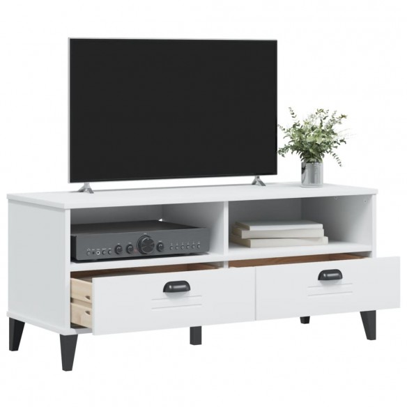 Meuble TV VIKEN blanc bois de pin solide