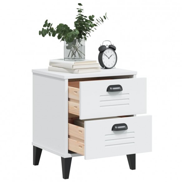 Table de chevet VIKEN blanc bois de pin solide