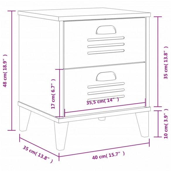 Table de chevet VIKEN blanc bois de pin solide