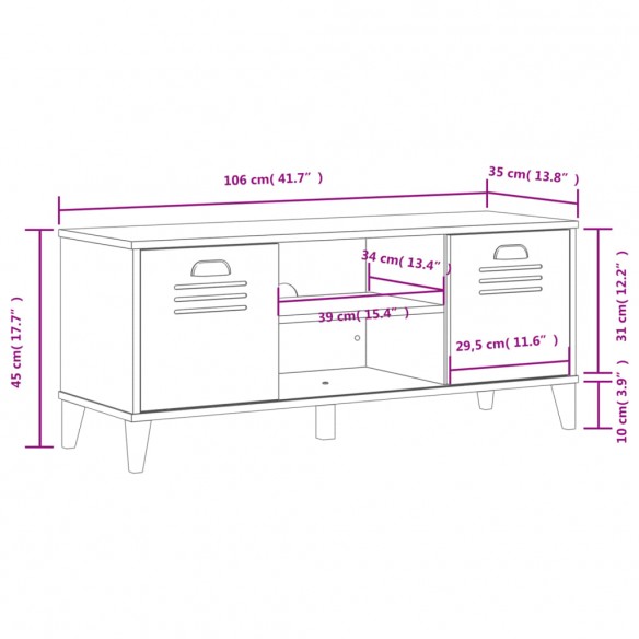 Banc à chaussures VIKEN 106x35x45 cm bois massif de pin