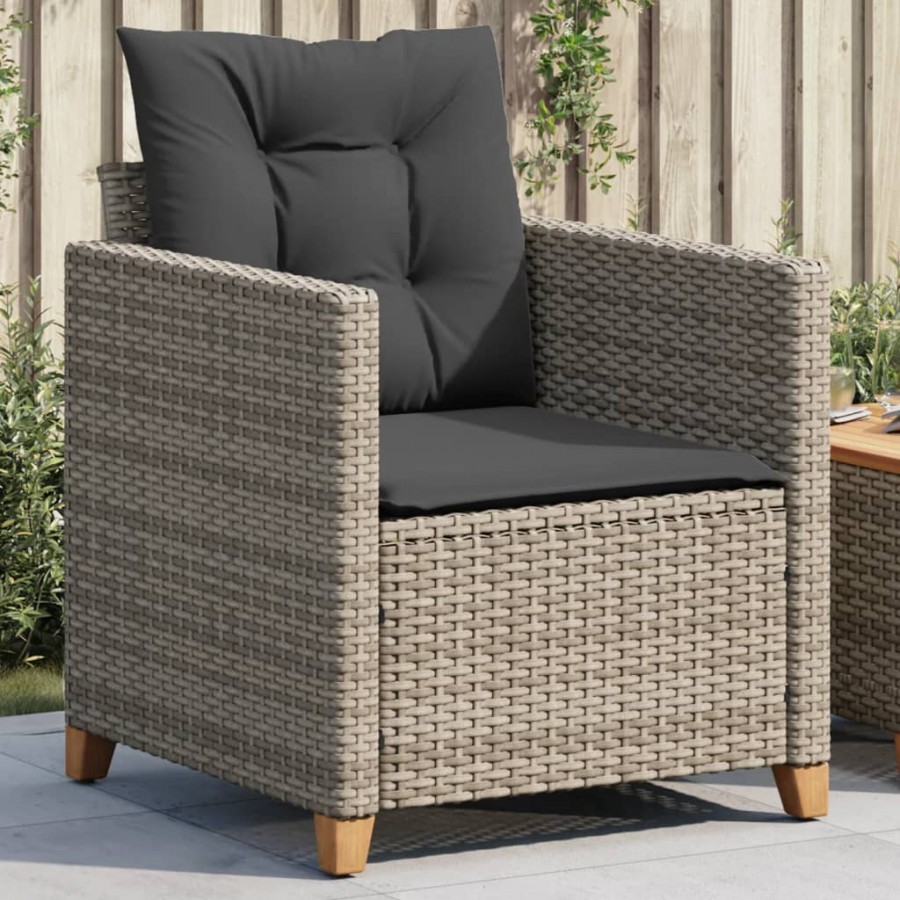 Chaise de jardin avec coussins gris résine tressée