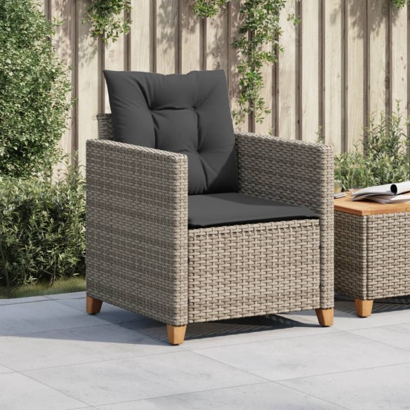 Chaise de jardin avec coussins gris résine tressée