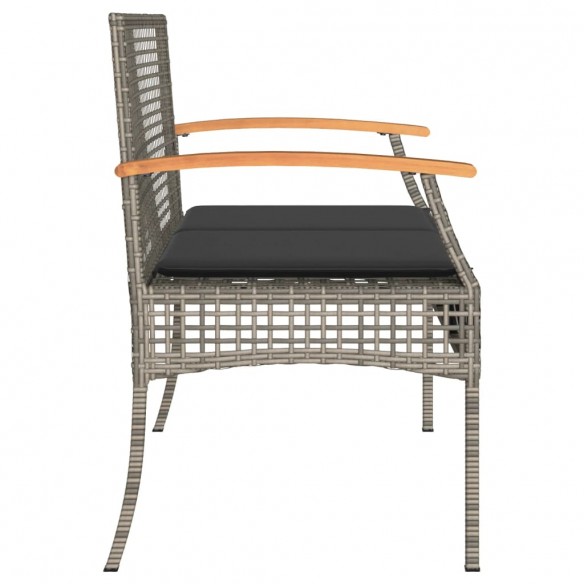 Banc de jardin avec coussin gris résine tressée et acacia