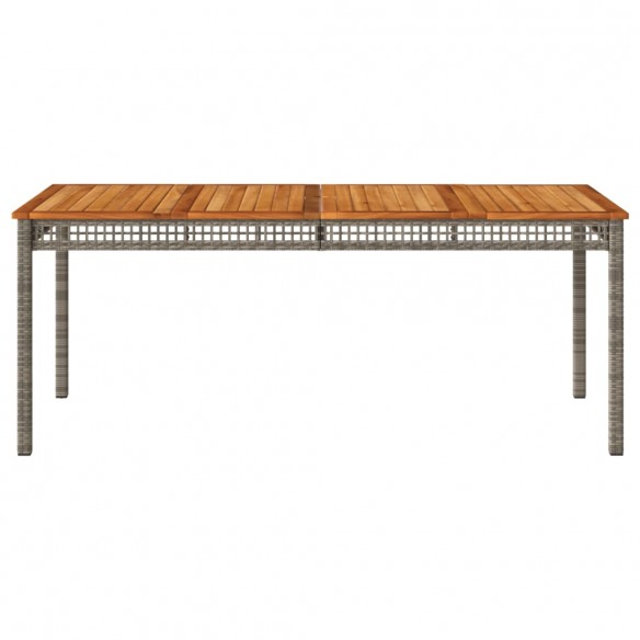 Table de jardin gris 180x90x75 cm résine tressée et bois acacia