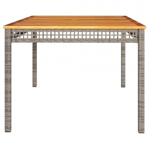 Table de jardin gris 180x90x75 cm résine tressée et bois acacia