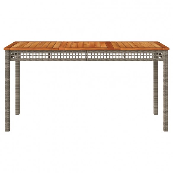 Table de jardin gris 140x80x75 cm résine tressée et bois acacia