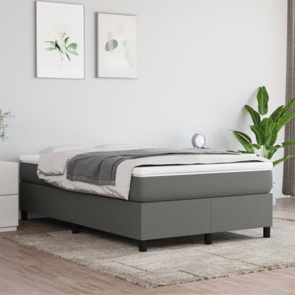 Cadre de lit avec matelas gris foncé 120x190cm tissu