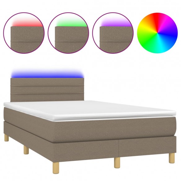 Cadre de lit matelas et LED taupe 120x190 cm tissu