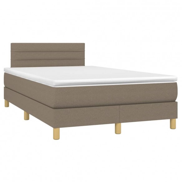 Cadre de lit matelas et LED taupe 120x190 cm tissu