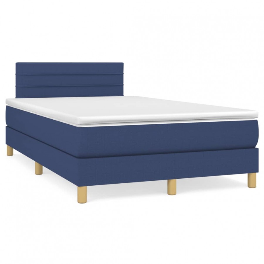 Cadre de lit matelas et LED bleu 120x190 cm tissu